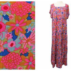 Natural Life Womens NWT Size XL Berkley Rust Orchid Pink Floral Boho Maxi Dress